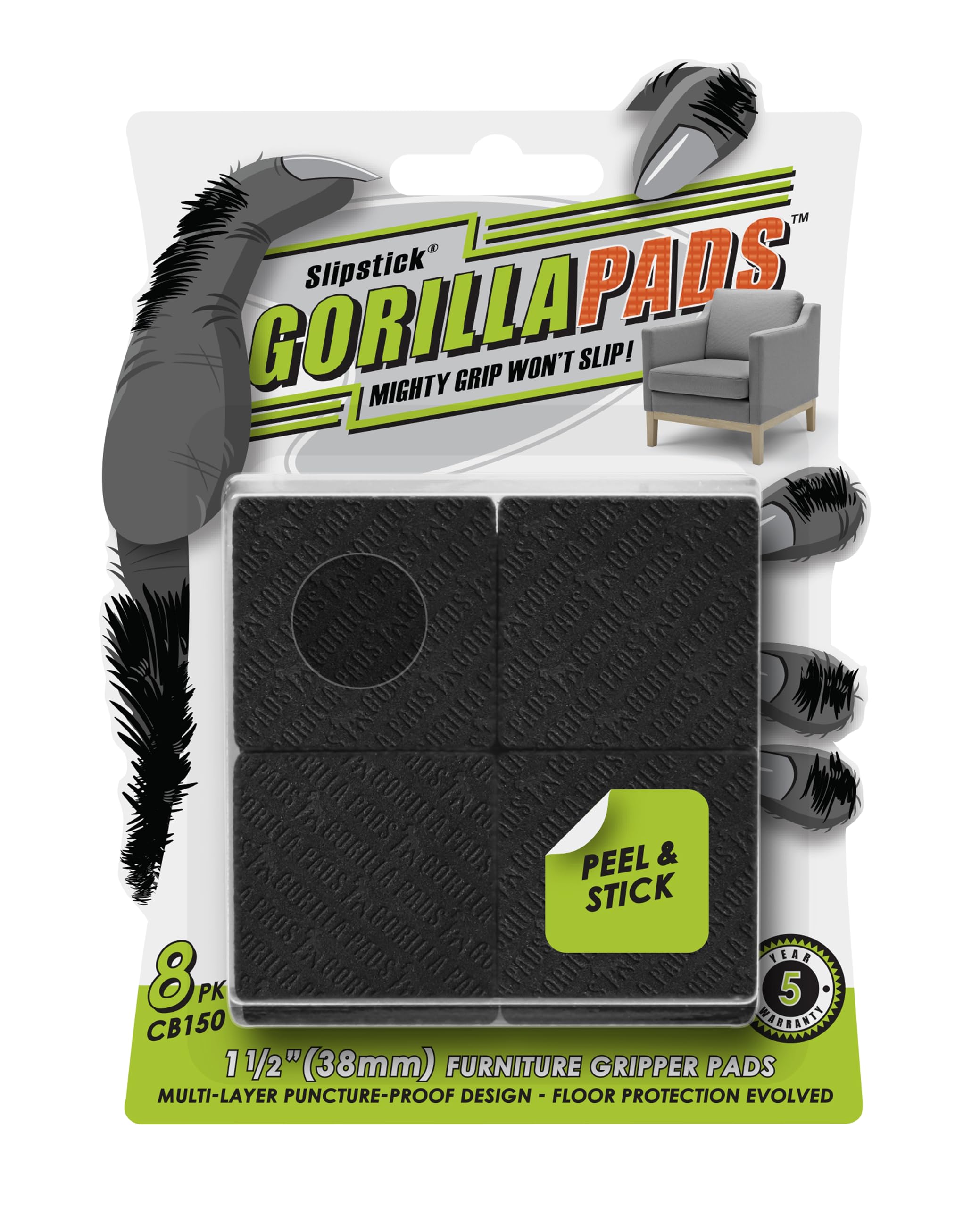 Slipstick GorillaPads CB150 Non Slip Furniture Pads/Rubber Grips